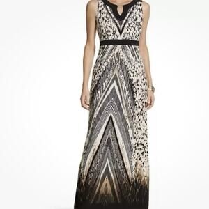 CHICOS Size 1 (Medium) Maxi Tank Dress Art Deco Cocktail Party Leopard Stretch